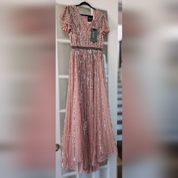 [NWT] MacDuggal STRIPE SEQUIN V-NECK GOWN SIZE 10 - Picture 5 of 10